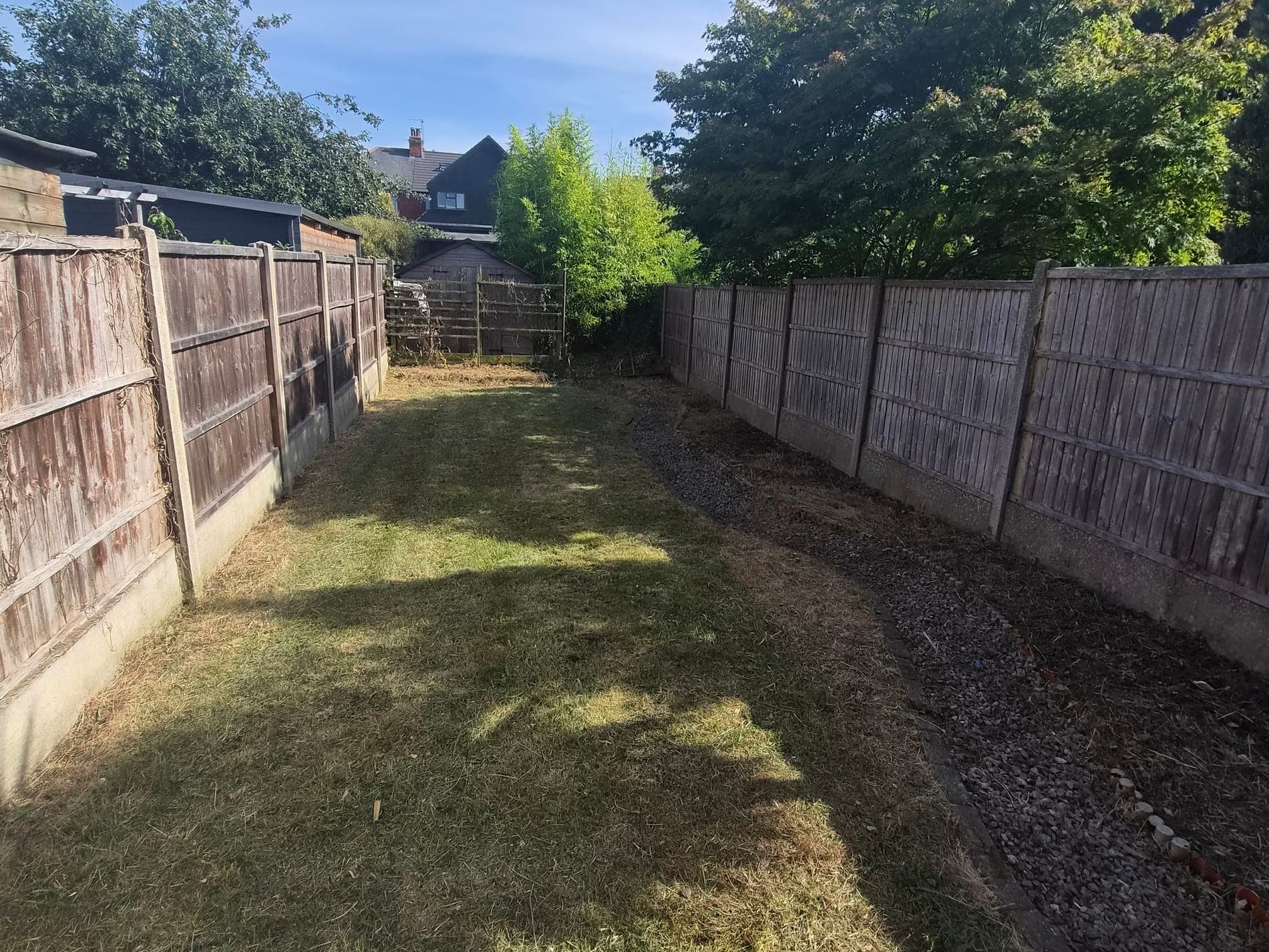 Overgrown back garden mown and edged, Lincoln after Spade & Blade sorted it